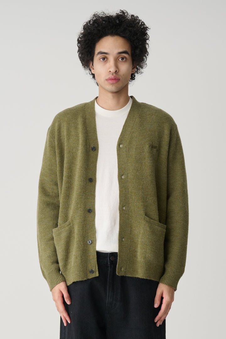 Knit Script Cardigan - Olive