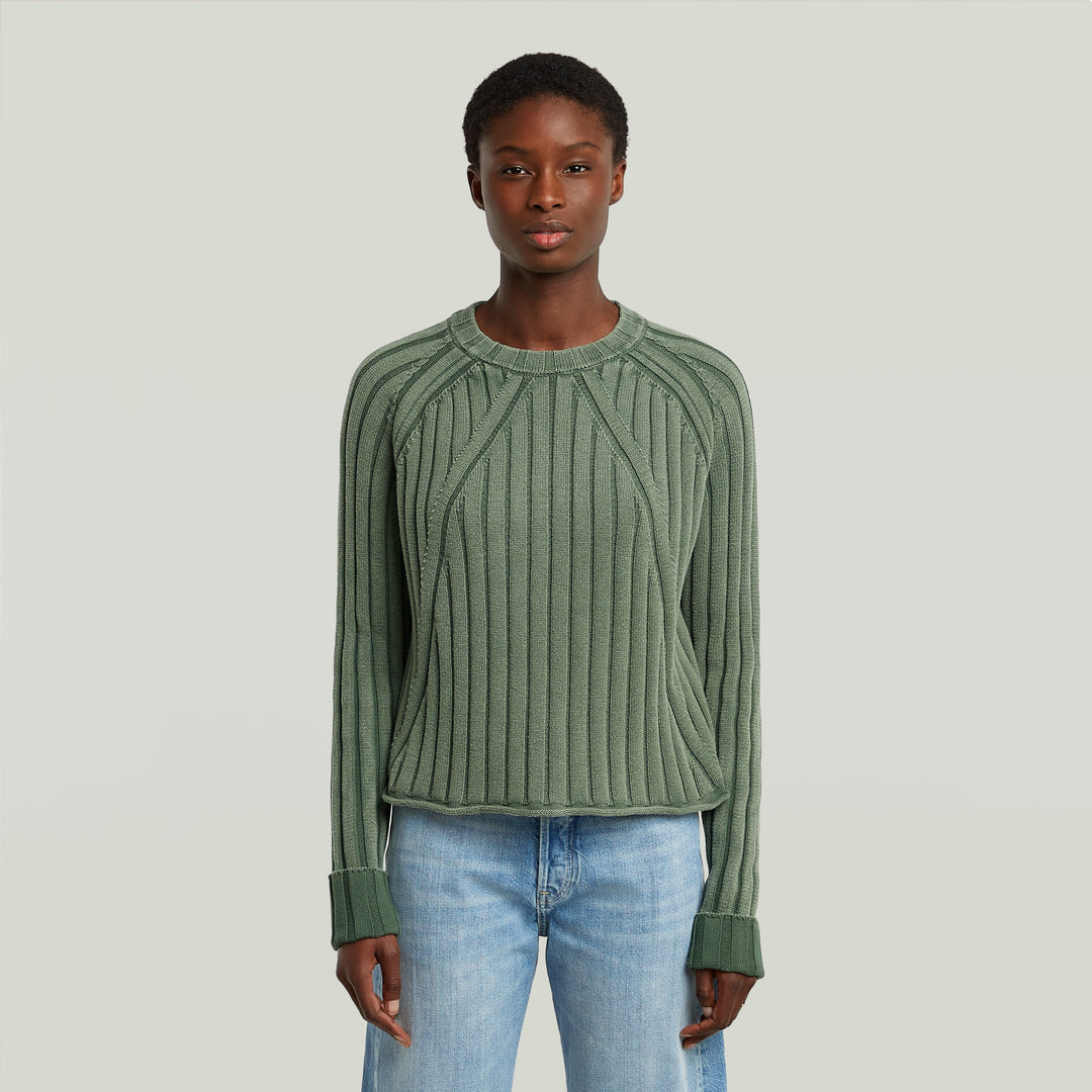 Washed Loose R Knit - Granite Green