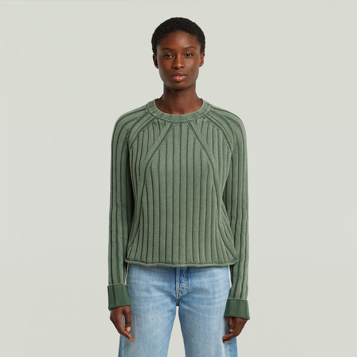 Washed Loose R Knit - Granite Green