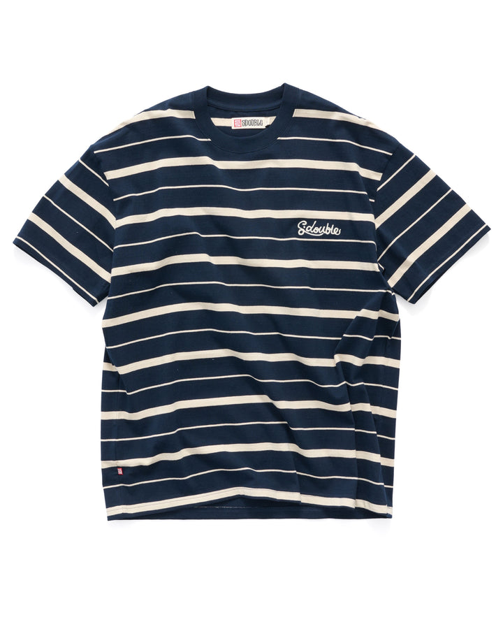 Cursive Stripe T-Shirt - Navy/Natural