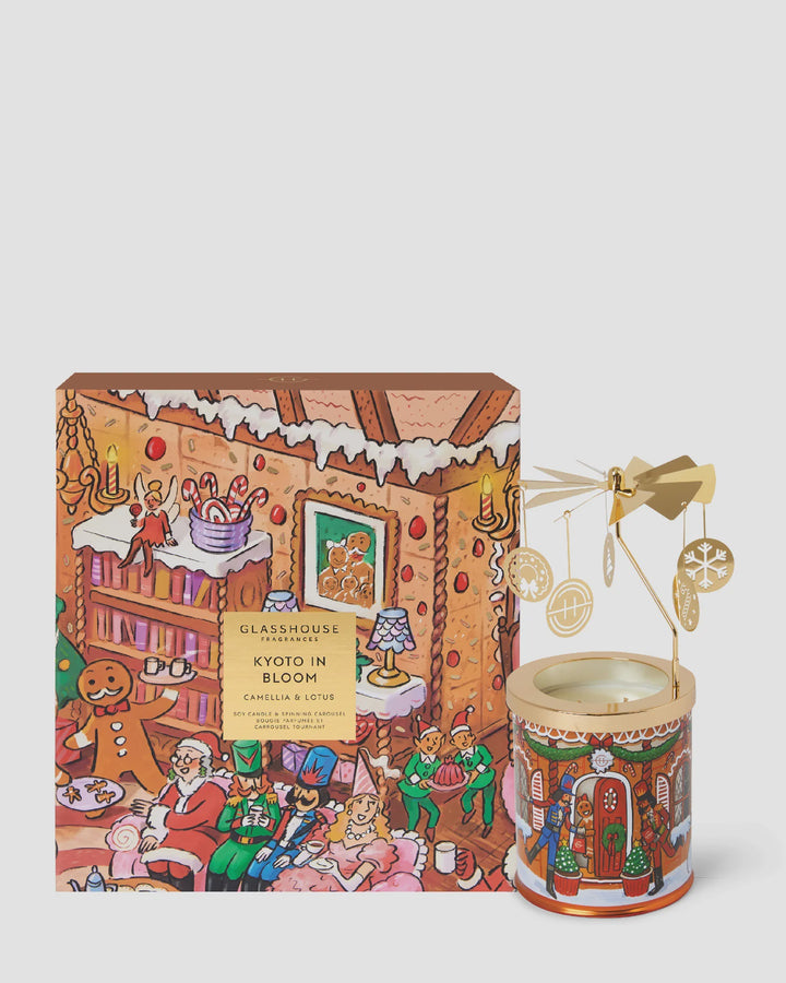 380g Candle with Spinning Carousel Gift Set -Kyoto in Bloom X26