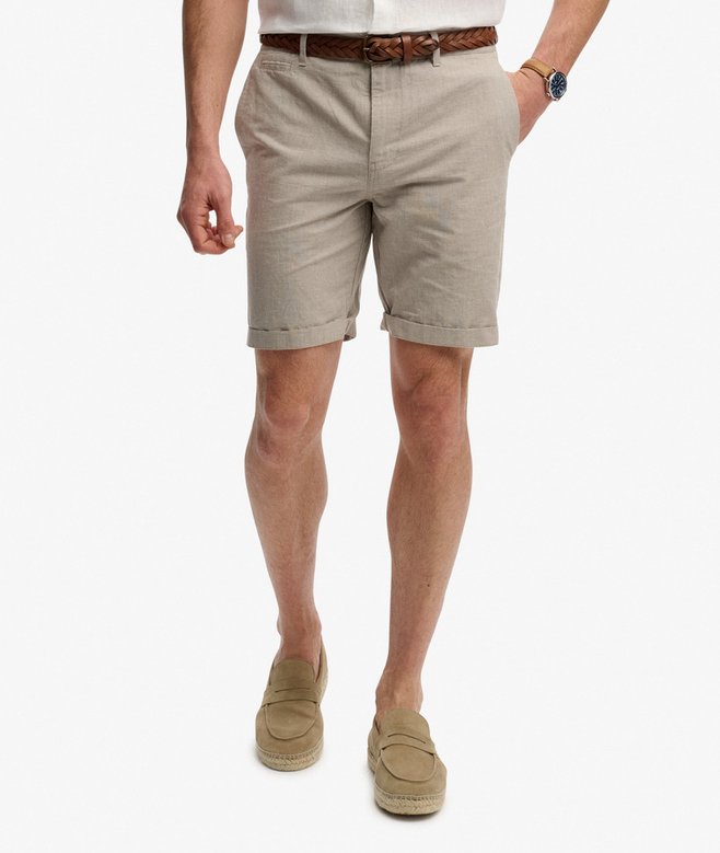 Premium Textured Chino Short - Tan Houndstooth
