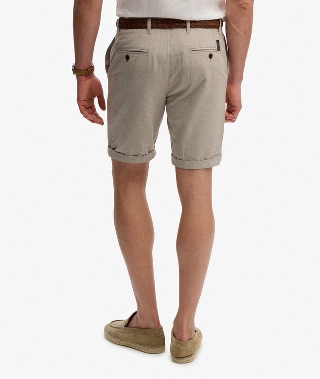 Premium Textured Chino Short - Tan Houndstooth