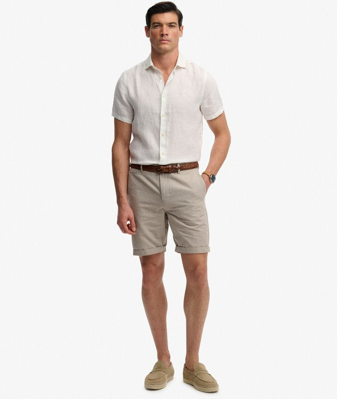 Premium Textured Chino Short - Tan Houndstooth