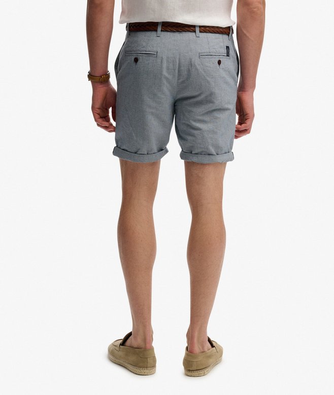 Premium Textured Chino Short - Blue Houndstooth