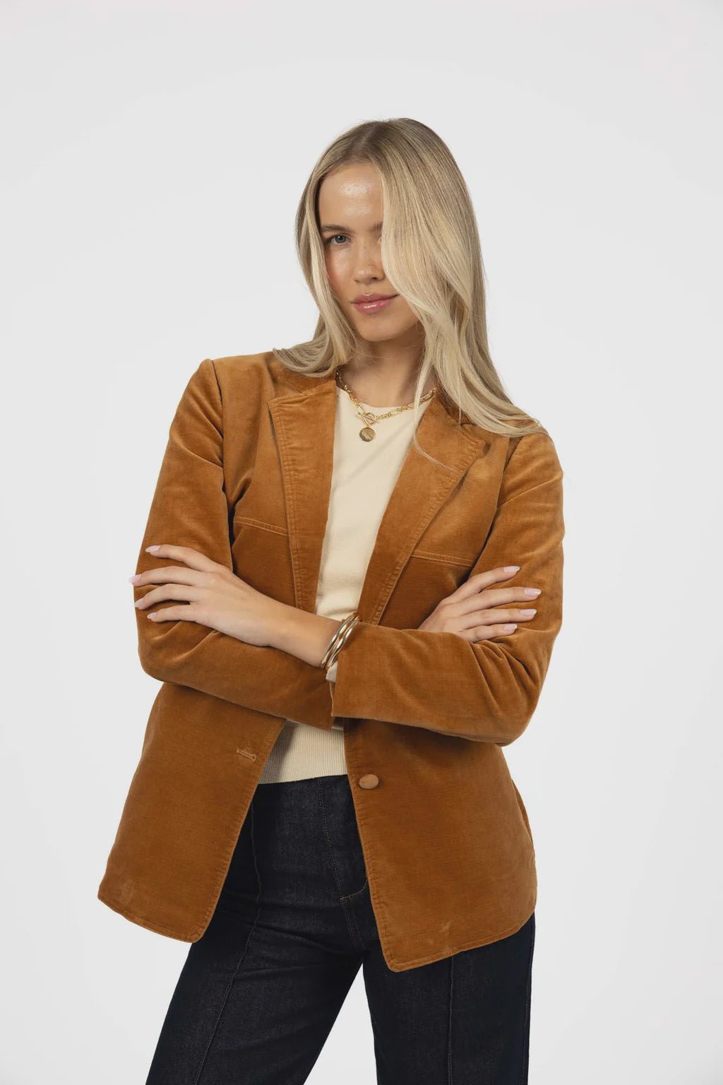Va Va Velour Coat - Camel - Chillis & More NZ
