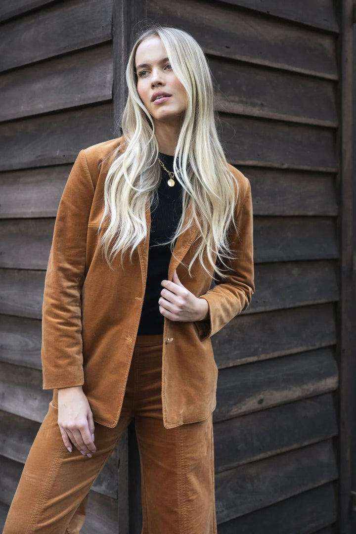 Va Va Velour Coat - Camel - Chillis & More NZ