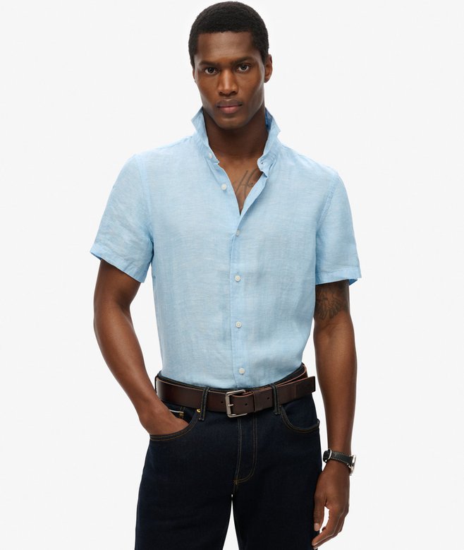 Vacation Linen Short Sleeve Shirt - Sea Blue Chambray - Chillis & More NZ