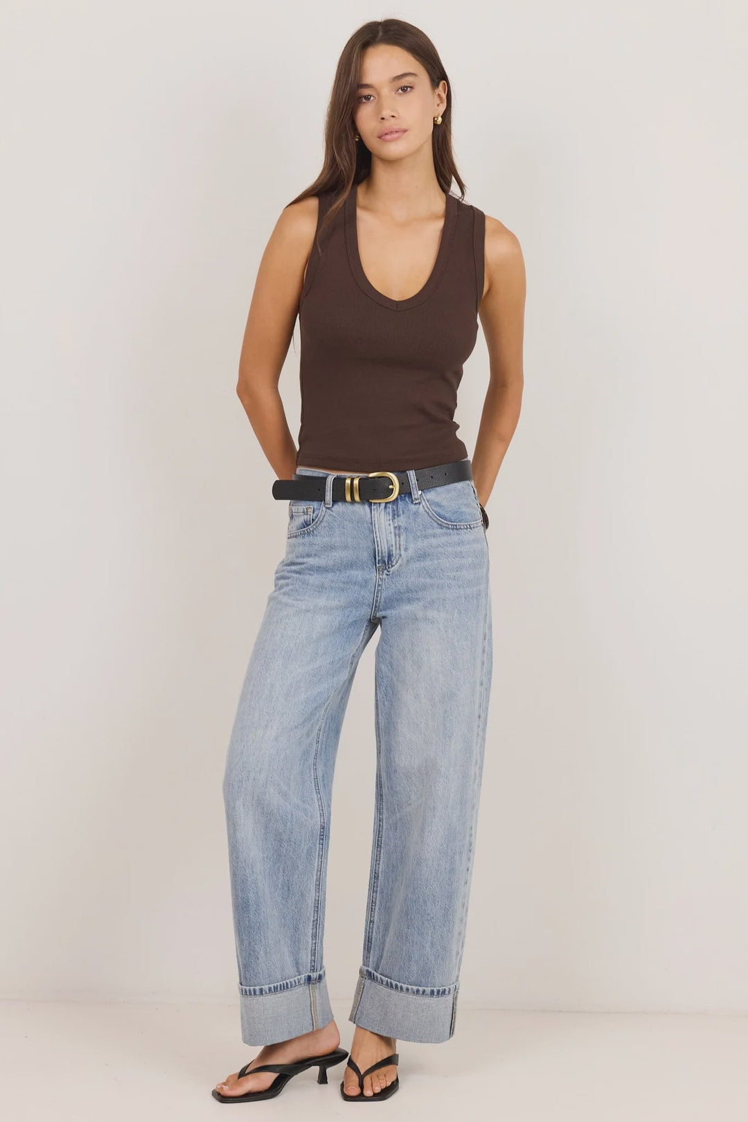 Vale Chocolate V Neck Rib Tank - Chillis & More NZ