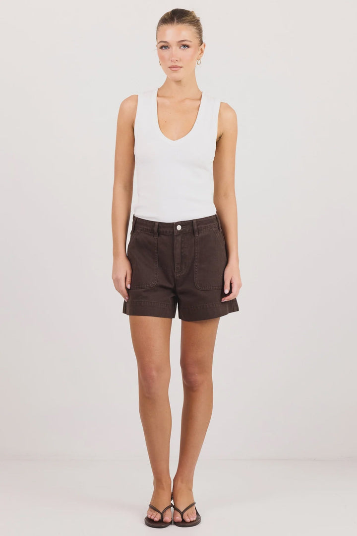 Vale White V Neck Rib Tank - Chillis & More NZ