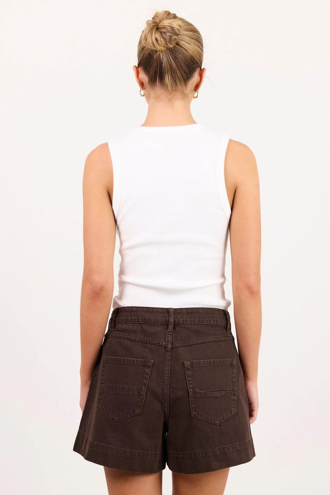 Vale White V Neck Rib Tank - Chillis & More NZ