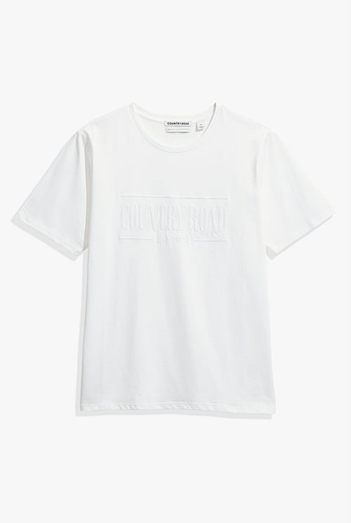 Verified Australian Cotton Heritage Embroidered T-Shirt - White - Chillis &amp; More NZ
