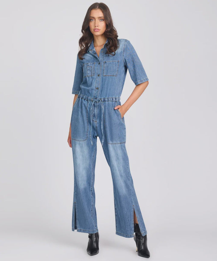 Veronica Denim Jumpsuit - Westland Blue - Chillis & More NZ