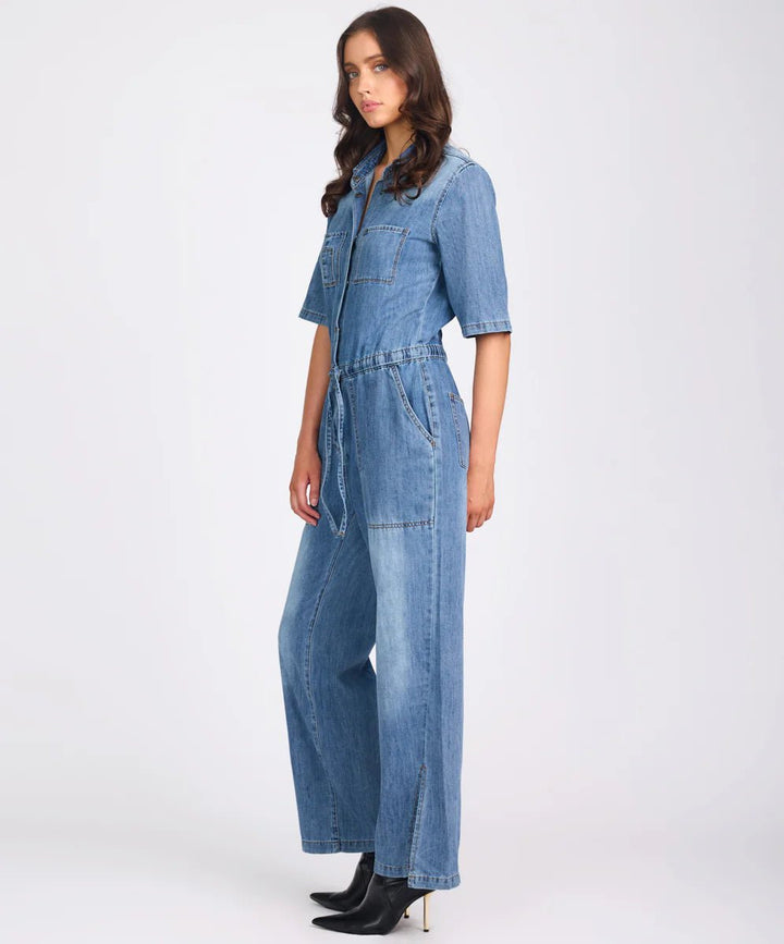 Veronica Denim Jumpsuit - Westland Blue - Chillis & More NZ