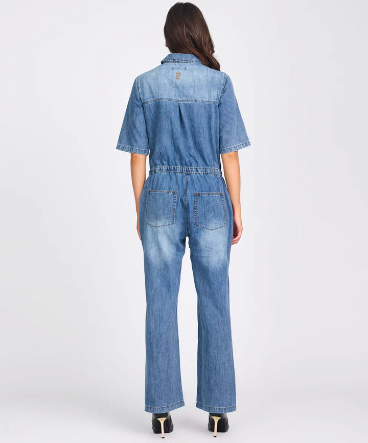 Veronica Denim Jumpsuit - Westland Blue - Chillis & More NZ