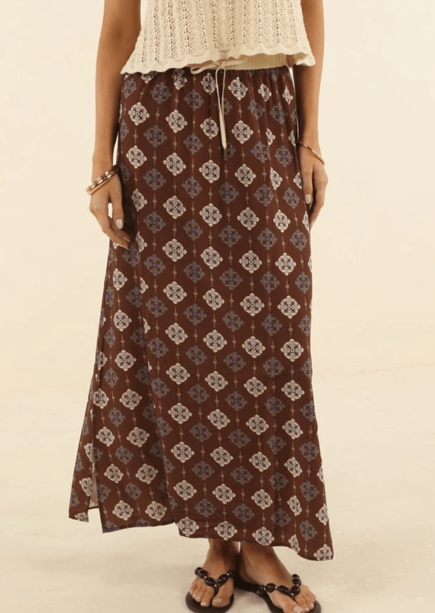 Vintage Tales Skirt - Choc/Cream - Chillis & More NZ