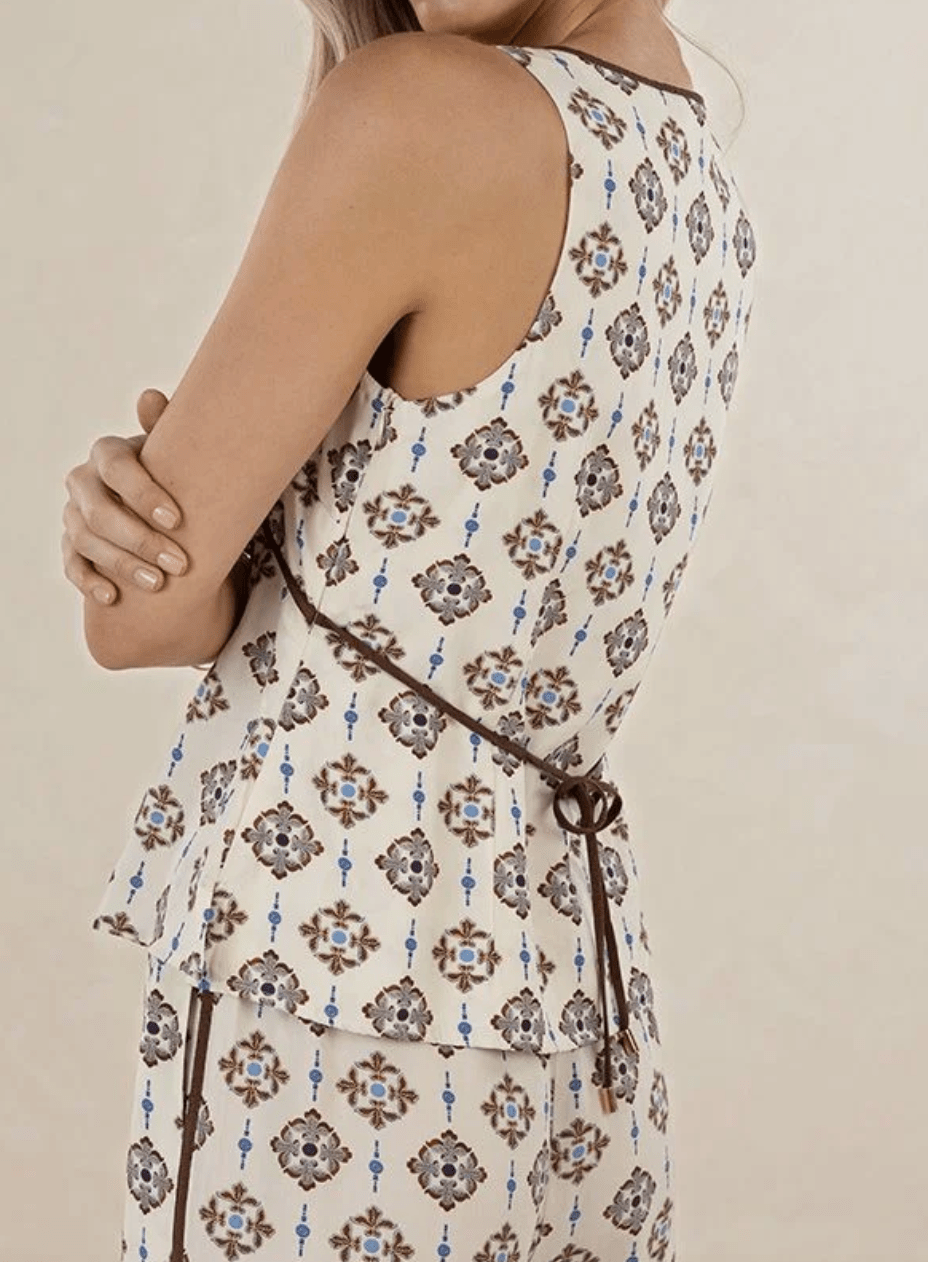 Vintage Tales Top - Cream/Choc - Chillis & More NZ