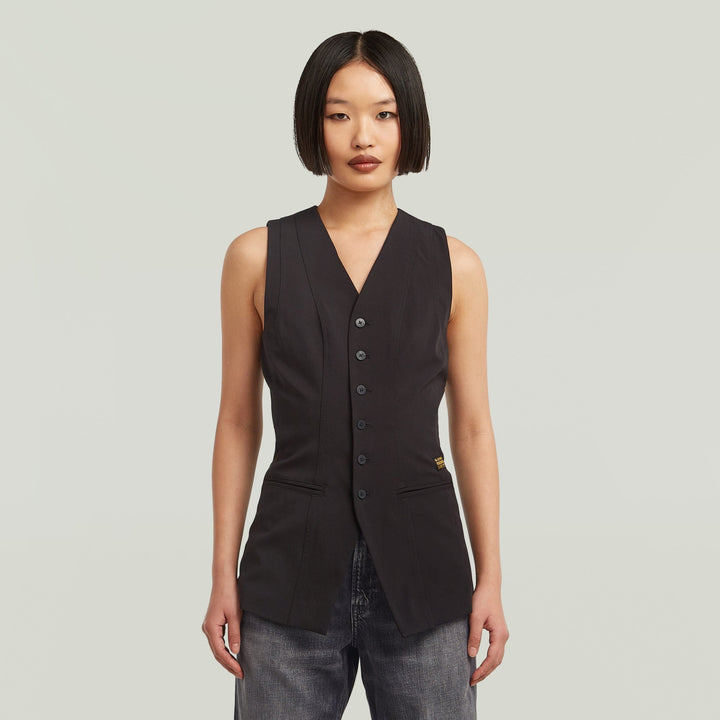 Waistcoat Top - Dark Black - Chillis & More NZ