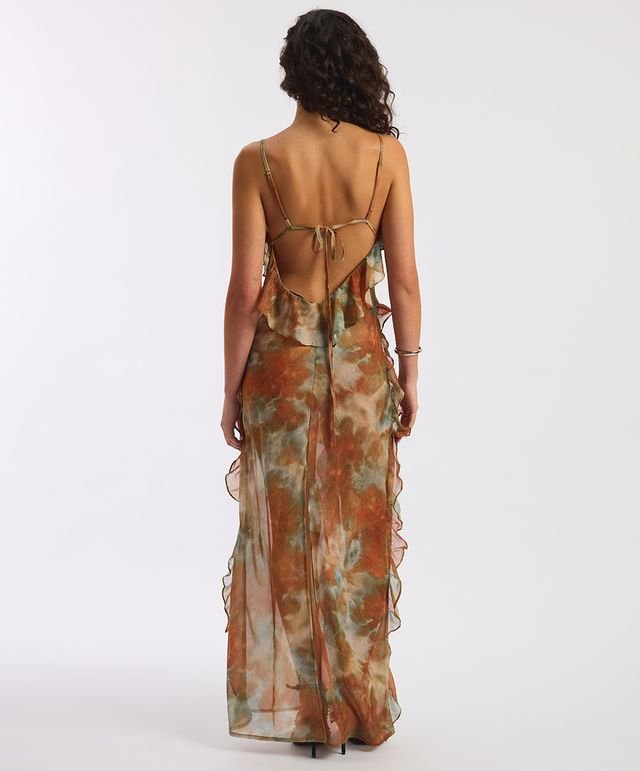 Watercolour Maxi Dress - Rust Haze - Chillis & More NZ