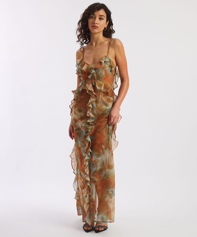 Watercolour Maxi Dress - Rust Haze - Chillis & More NZ