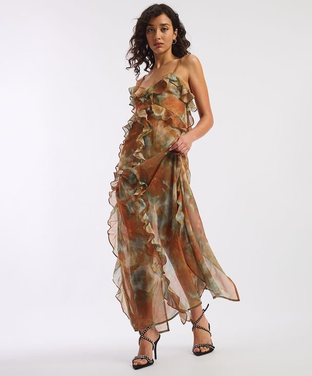 Watercolour Maxi Dress - Rust Haze - Chillis & More NZ