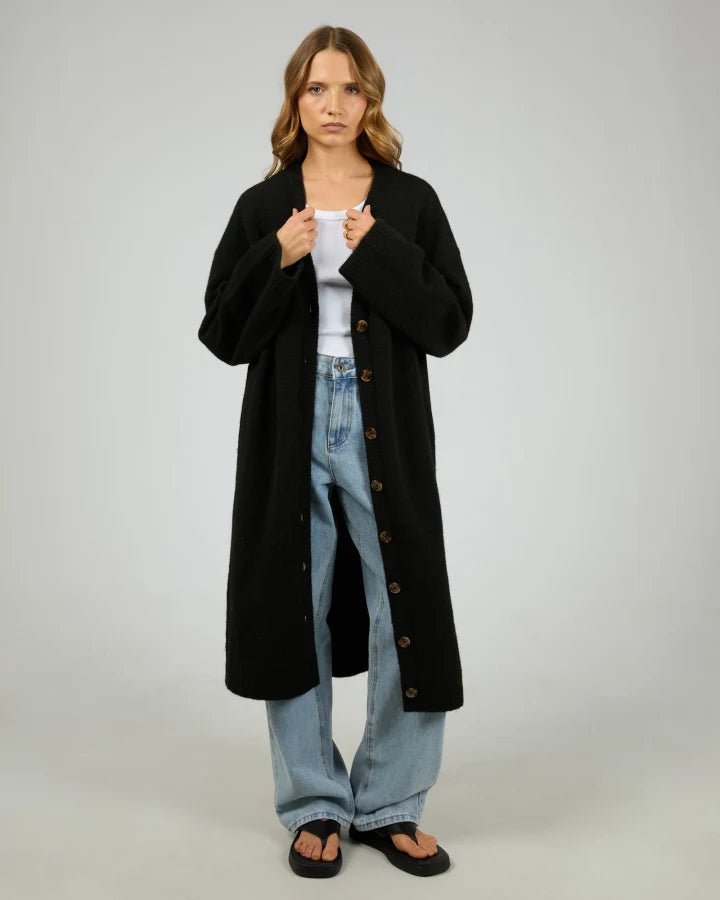 Willow Knit Longline Cardigan - Black - Chillis & More NZ