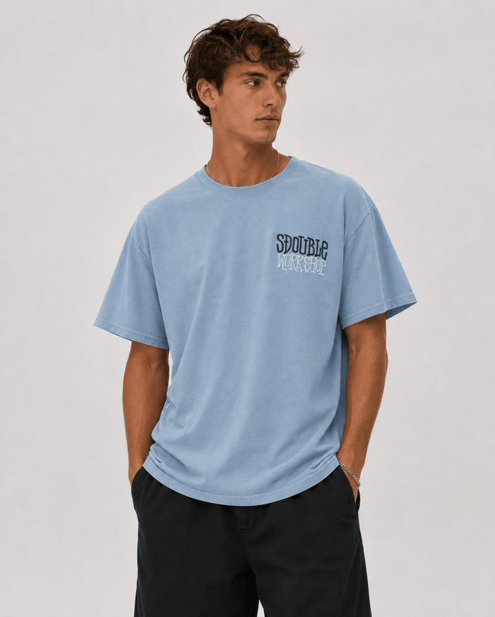 Workshop T-Shirt - Overdye Ashley Blue - Chillis & More NZ