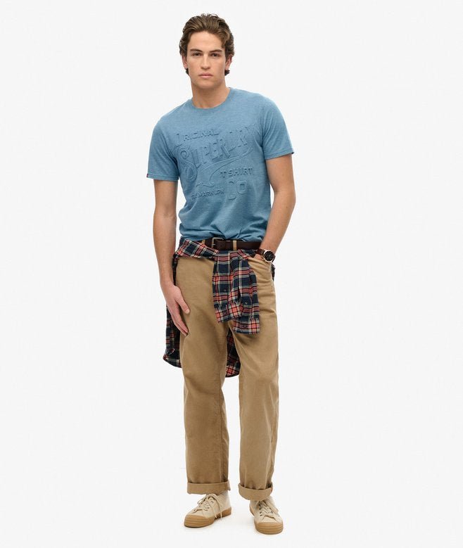 Workwear Embossed Relaxed Tee - Pottery Blue Marle - Chillis & More NZ