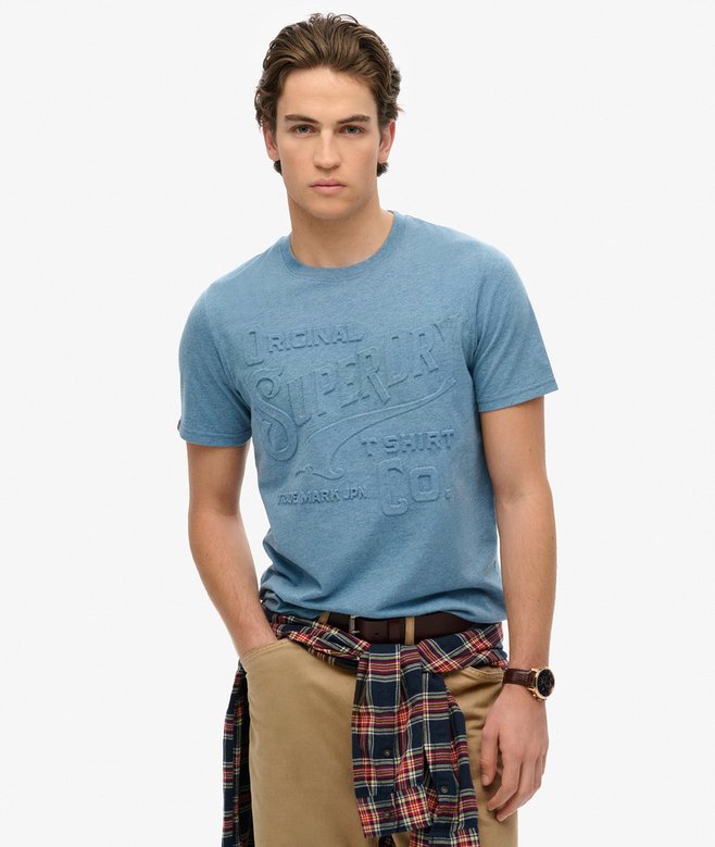 Workwear Embossed Relaxed Tee - Pottery Blue Marle - Chillis & More NZ