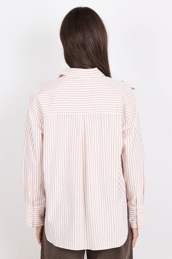 You Got This Blush Double Pinstripe Oversized Boyfriend Shirt - Chillis & More NZ
