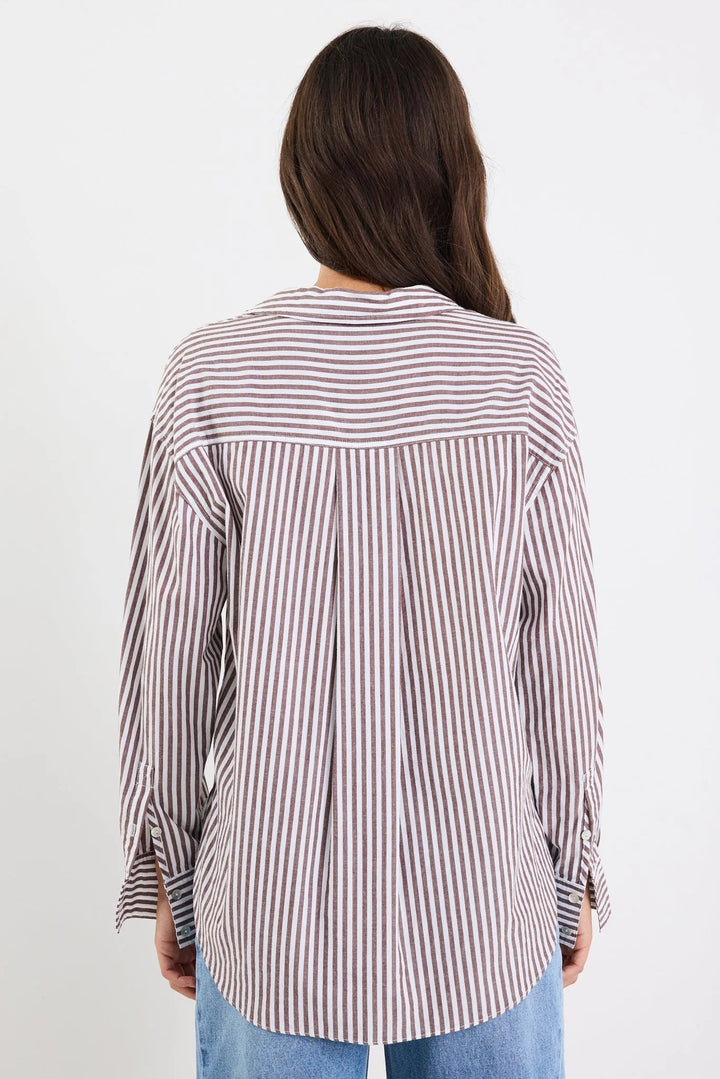 You Got This Chocolate Stripe Oversized Shirt - Chillis & More NZ