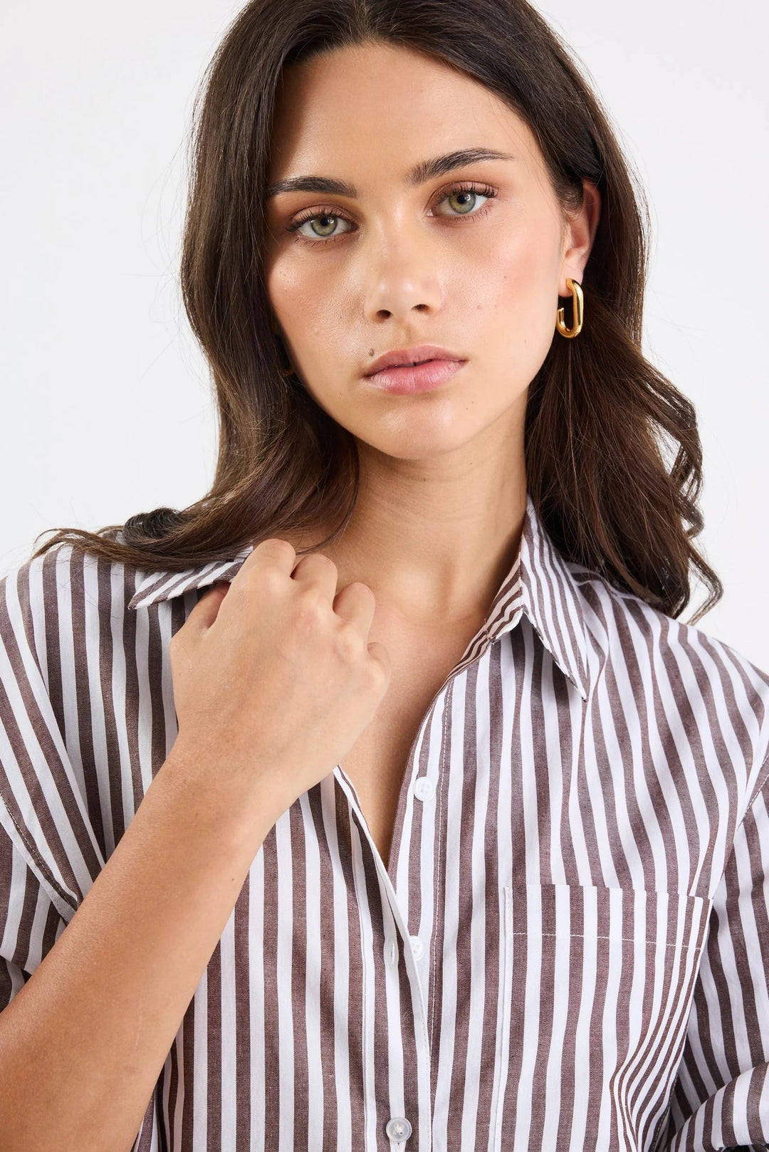 You Got This Chocolate Stripe Oversized Shirt - Chillis & More NZ