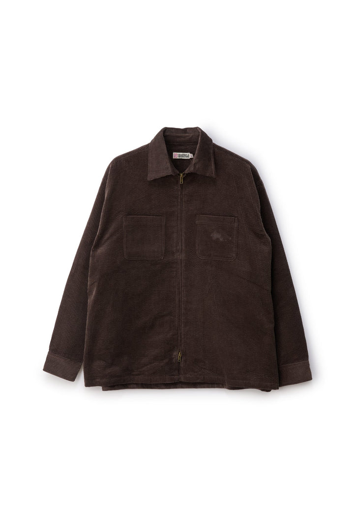 Zip Thru LS Cord Shirt - Brown - Chillis & More NZ