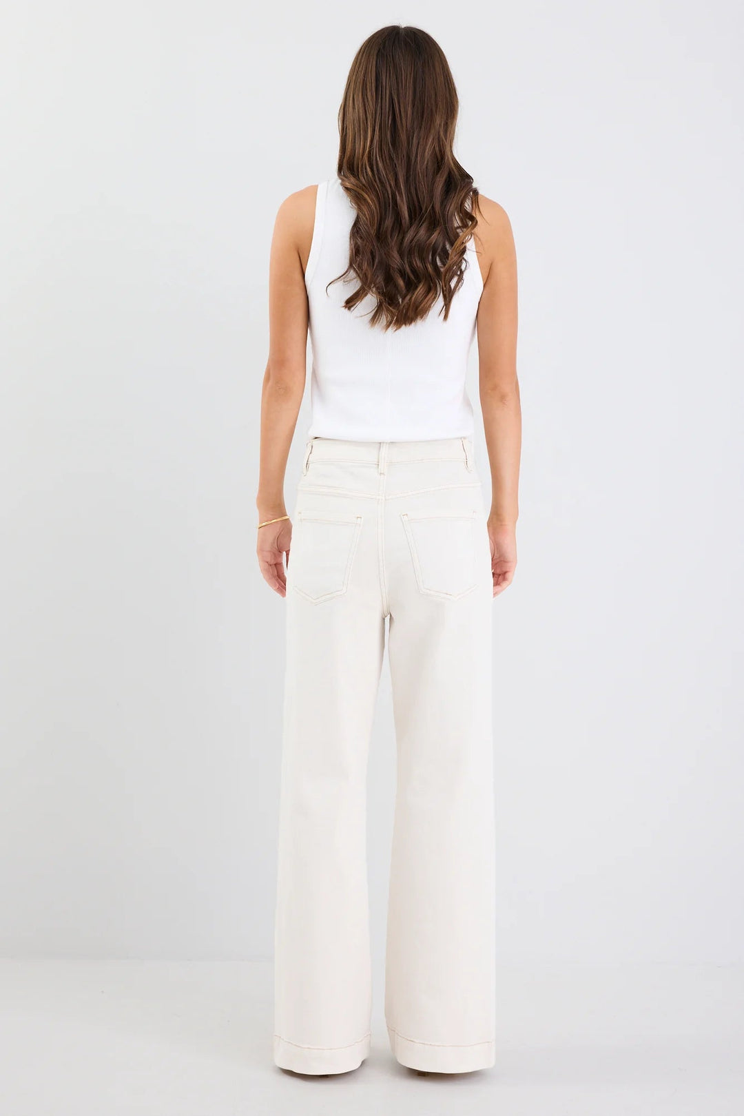 Zoey Ecru High Rise Wide Leg Pocket Jean - Chillis & More NZ