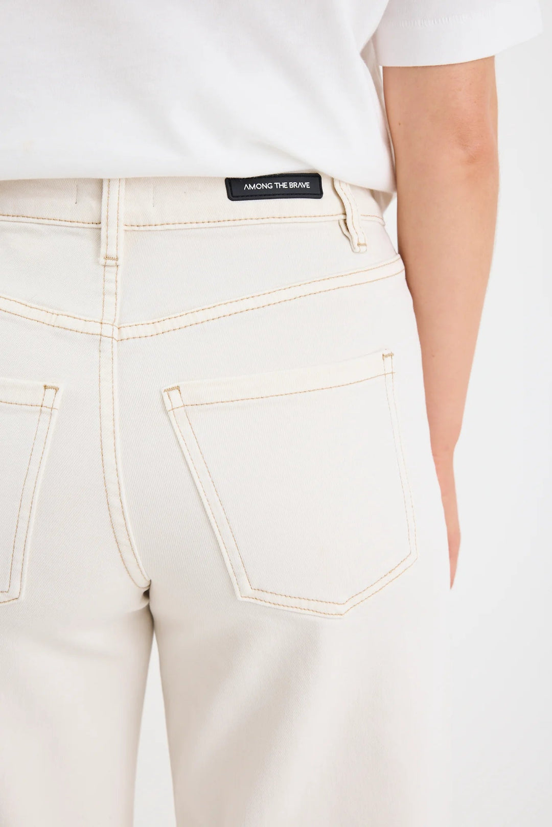 Zoey Ecru Petite High Rise Wide Leg Pocket Jean - Chillis & More NZ