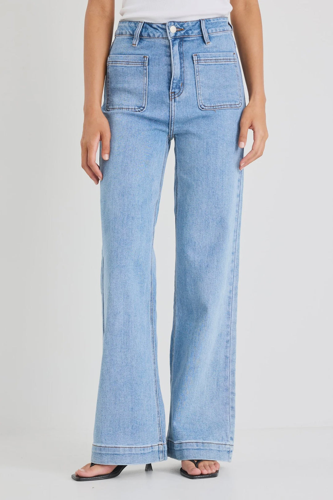 Zoey Signature Blue High Rise Wide Leg Pocket Jean - Chillis & More NZ