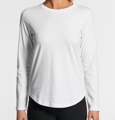 4055 Curve Long Sleeve Tee White - Chillis & More NZ