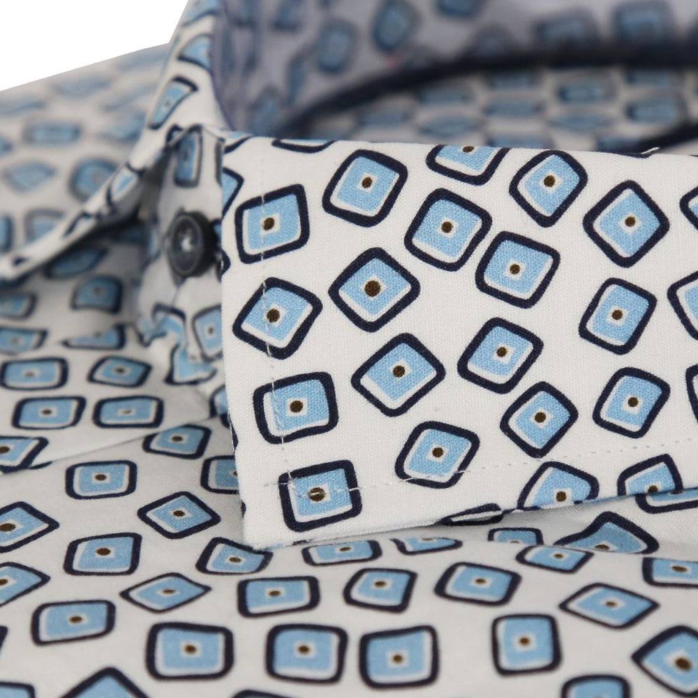 Blue Square Print LS Shirt - Chillis & More NZ
