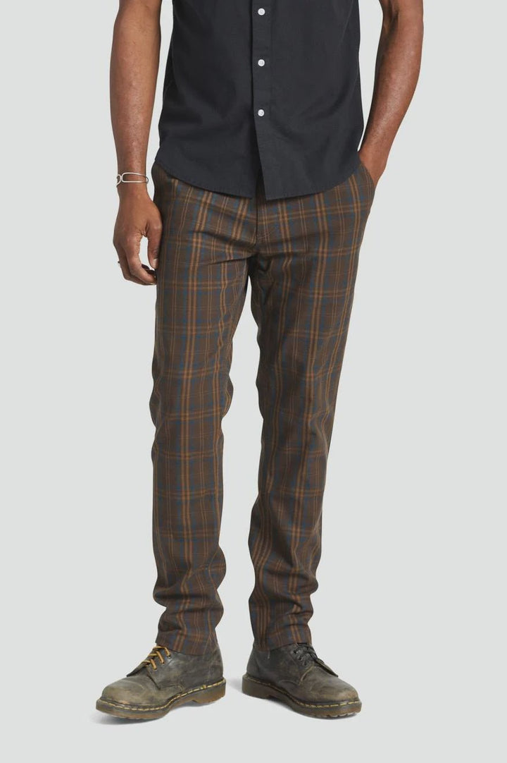 Choice Chino Pant - Brown/Blue Plaid - Chillis & More NZ