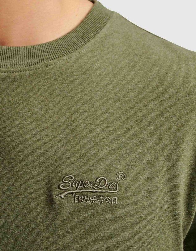 Essential Logo LS Henley Top - Olive Green Marle - Chillis & More NZ