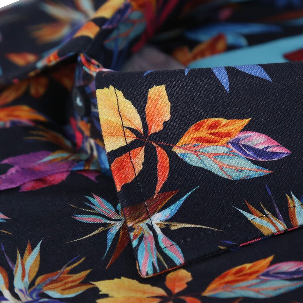 Floral Navy Turquoise L/S Shirt - Chillis & More NZ