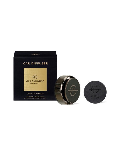 GF Black Car Diffuser with 1 Replacement Scent Disk - Lost in Amalfi - Chillis & More NZ