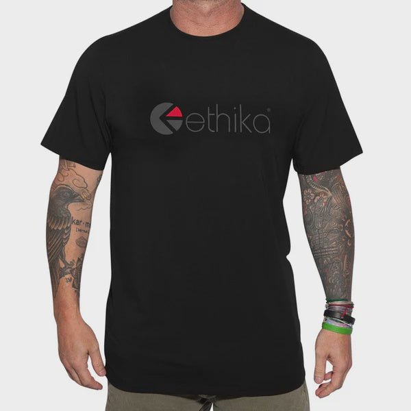 Mens Ethika Logo Tee - Black - Chillis & More NZ