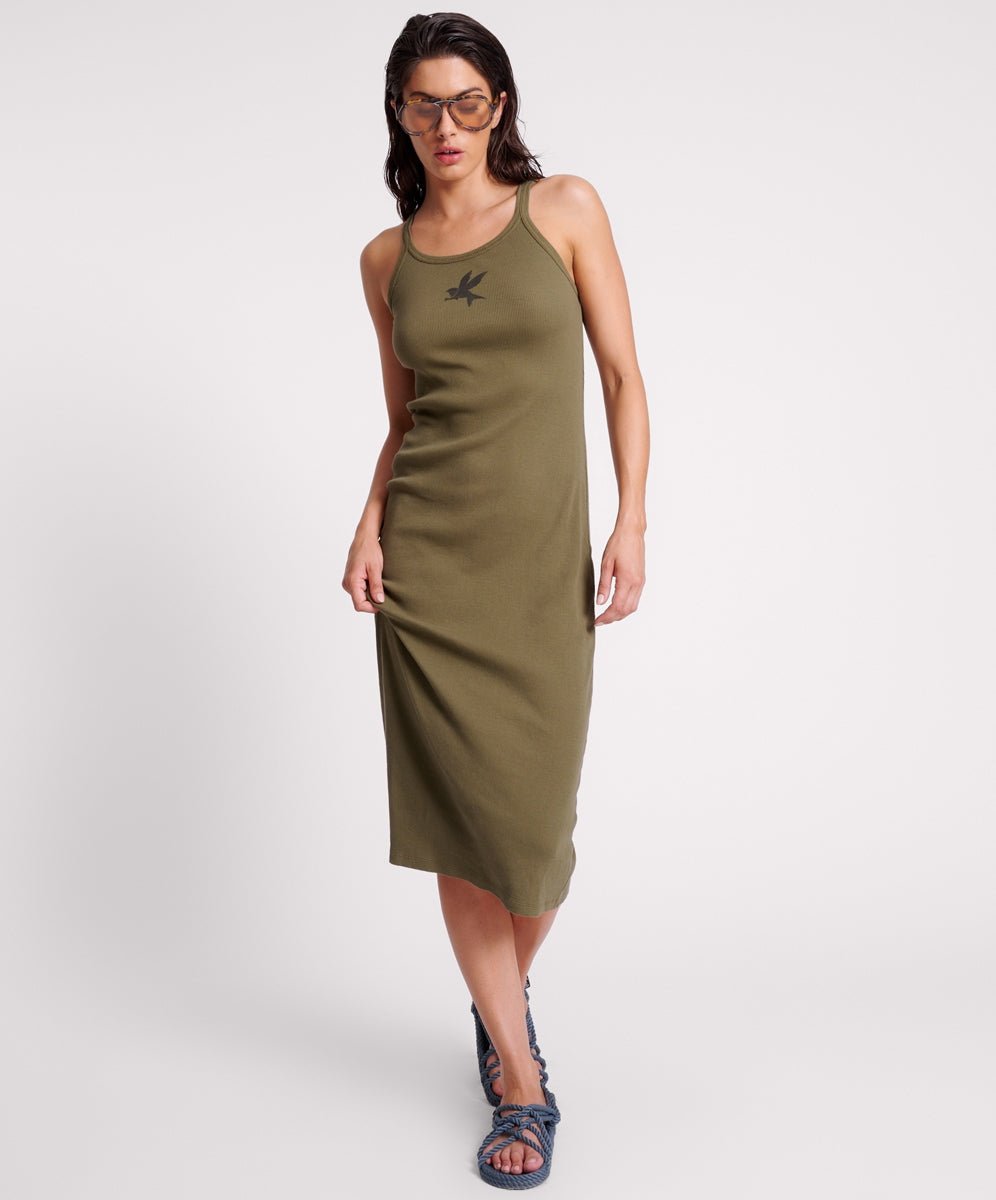 One Teaspoon Rib Singlet Midi Dress - Khaki - Chillis & More NZ
