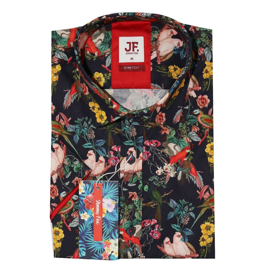 Parrot Navy/Red Print L/S Shirt - Chillis & More NZ
